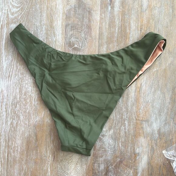 J‎ Crew Curved Waist Cheeky Bikini Bottom Size Small Green - Picture 3 of 8